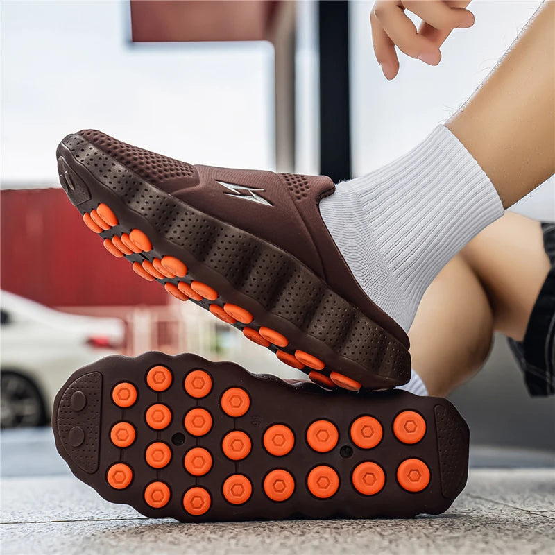 2026 Oversized Closed-Toe Slides - Thick Platform Sole Comfort Walking Slippers with Shock Absorption & Strong Grip