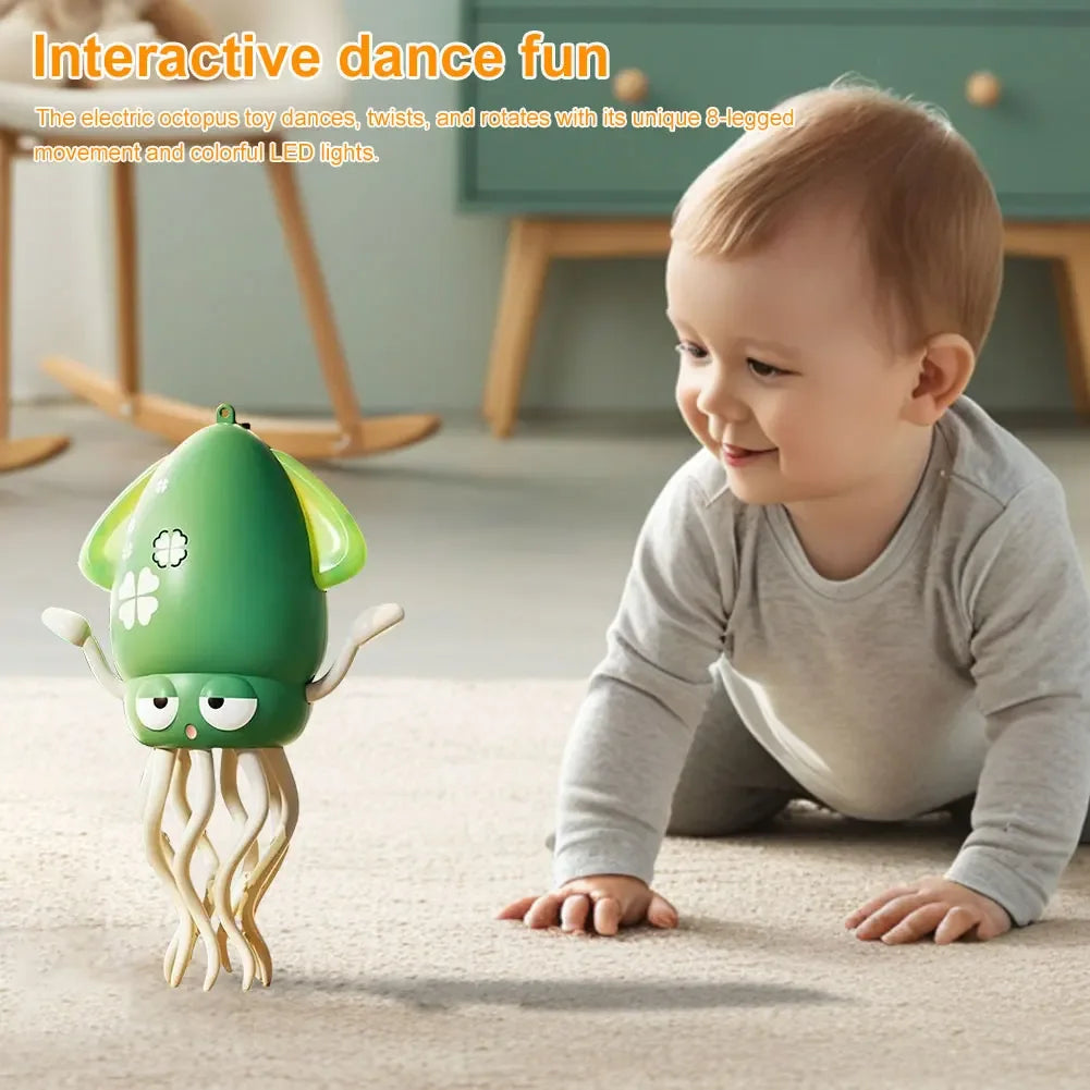 Smart Dancing Octopus Robot Toy - Interactive Crawling Pet with LED Lights, Music & Obstacle Avoidance for Kids