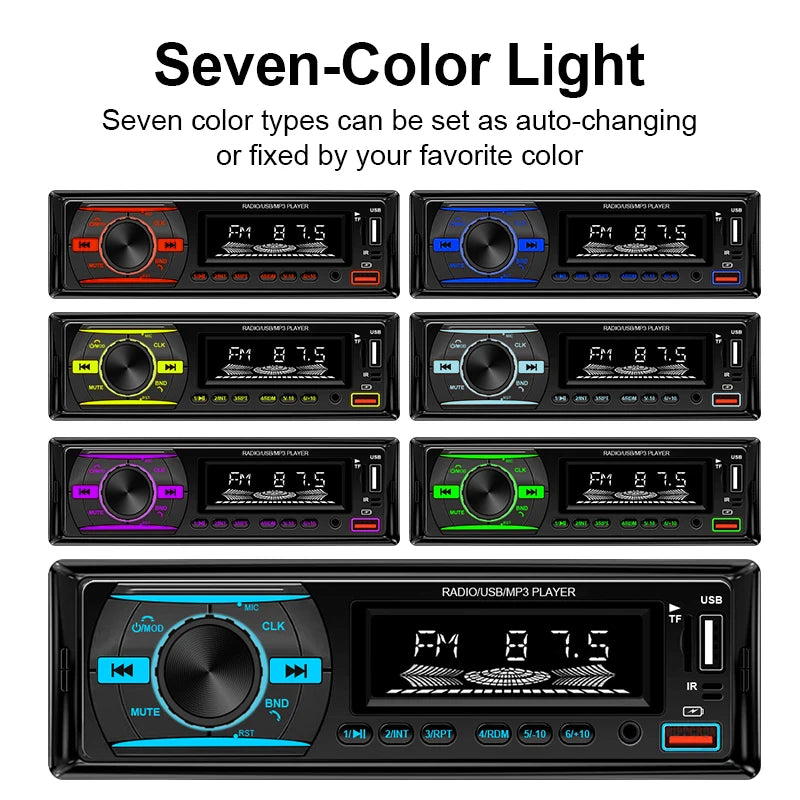 Hippcron 1Din Bluetooth Car Stereo Radio - MP3 Player with FM, AUX, USB & TF Card