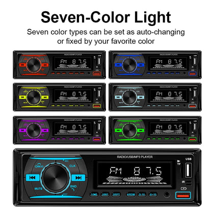 Hippcron 1Din Bluetooth Car Stereo Radio - MP3 Player with FM, AUX, USB & TF Card