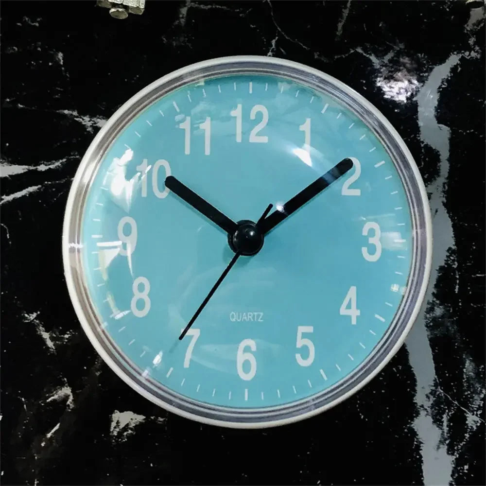 7cm Waterproof Anti-Fog Mini Suction Wall Clock – Quartz Round Shower Clock for Bathroom, Kitchen & Toilet Decor