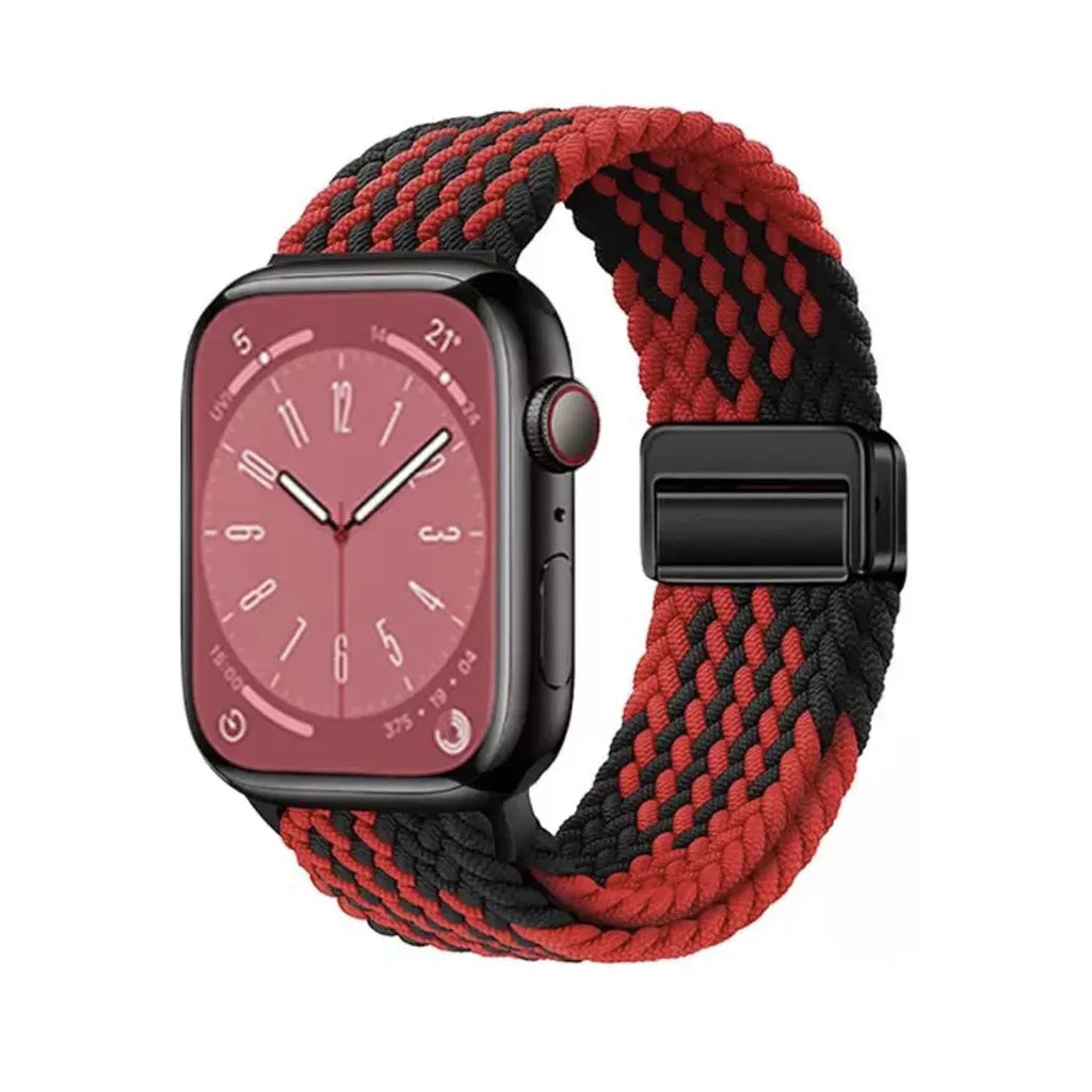 Nylon Braided Watch Band for Apple Watch – Compatible with Series SE, 3–10 & Ultra (38–49mm Adjustable Sport Strap)