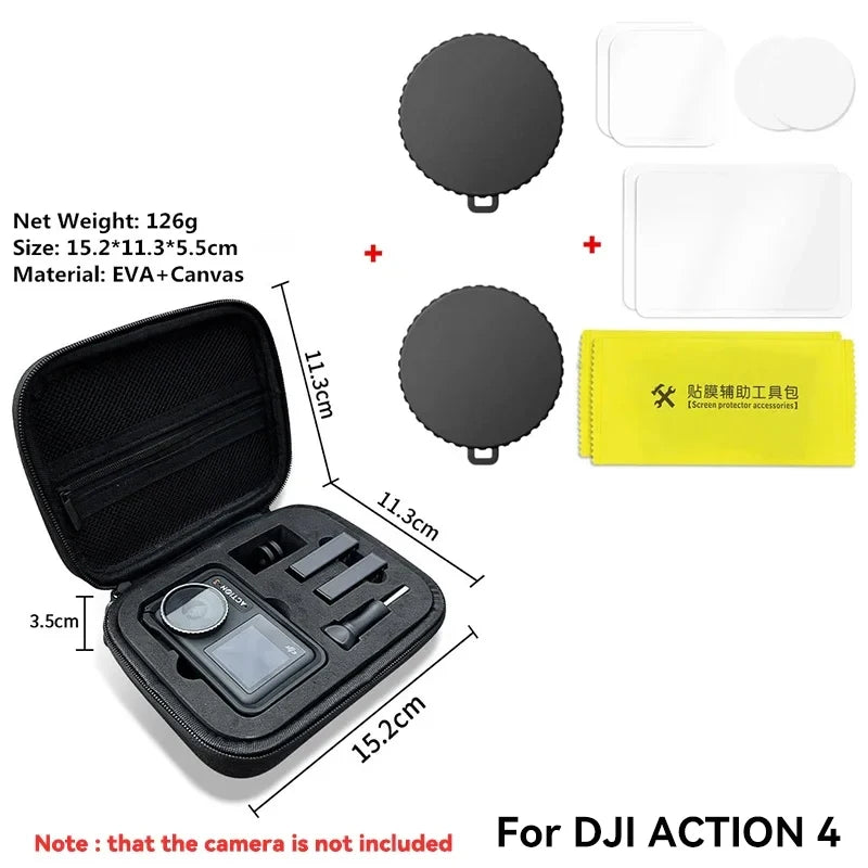 Silicone Camera Lens Dust Cover for DJI Osmo Action 4/5 Pro – Non-Slip Lens Protector with Tempered Film Accessory