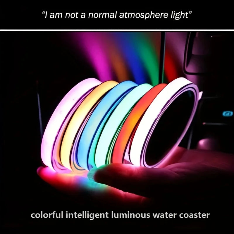 Illuminate Your Ride: 1PCS/2PCS LED Car Cup Drink Holder Logo Light - USB Charging Luminous Coaster for Seat Leon, FR, MK2, MK3, Ibiza, Altea - Car Accessories