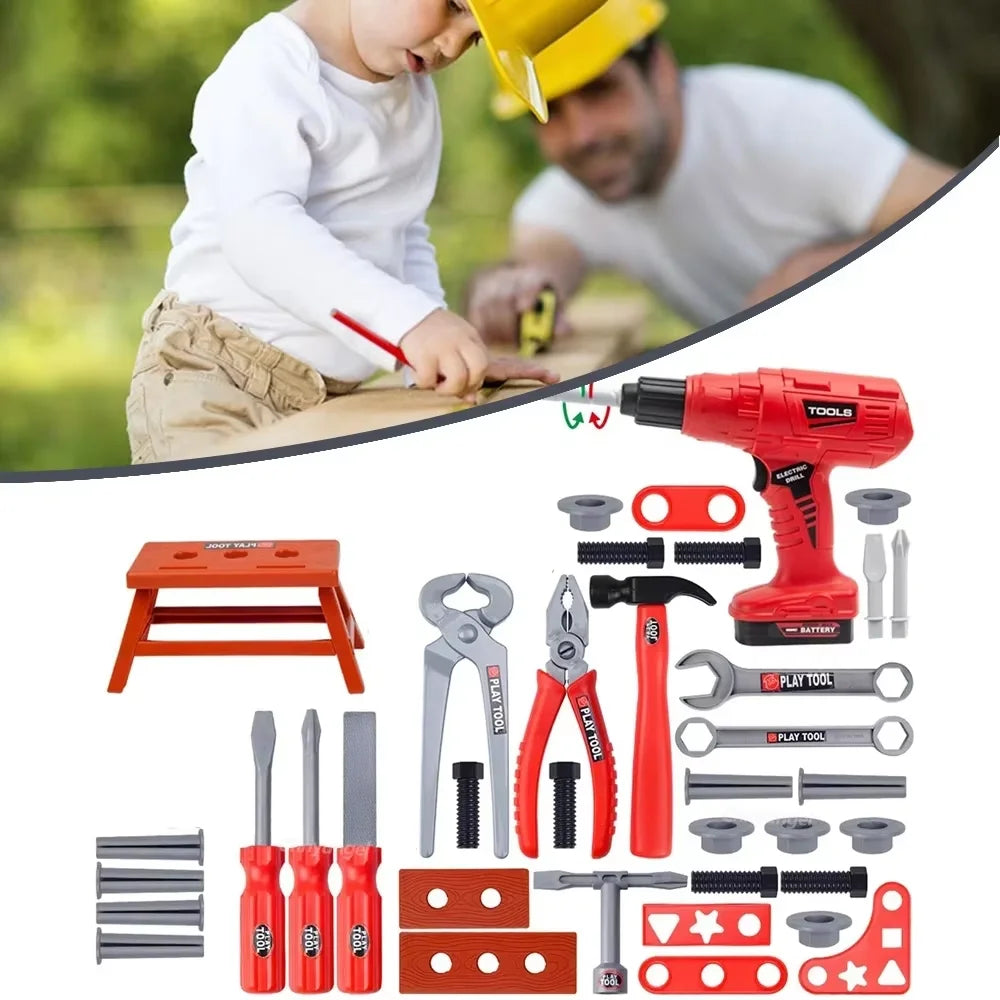 Kids Tool Set - Toy Drill Construction Pretend Play Kit for Toddler Boys & Girls Learning Gift
