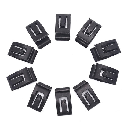 10Pcs Universal Car Front Console Trim Clips - Black Metal Rivet Fasteners for Dashboard Auto Retainer