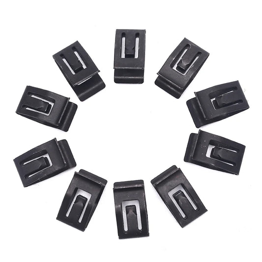 10Pcs Universal Car Front Console Trim Clips - Black Metal Rivet Fasteners for Dashboard Auto Retainer