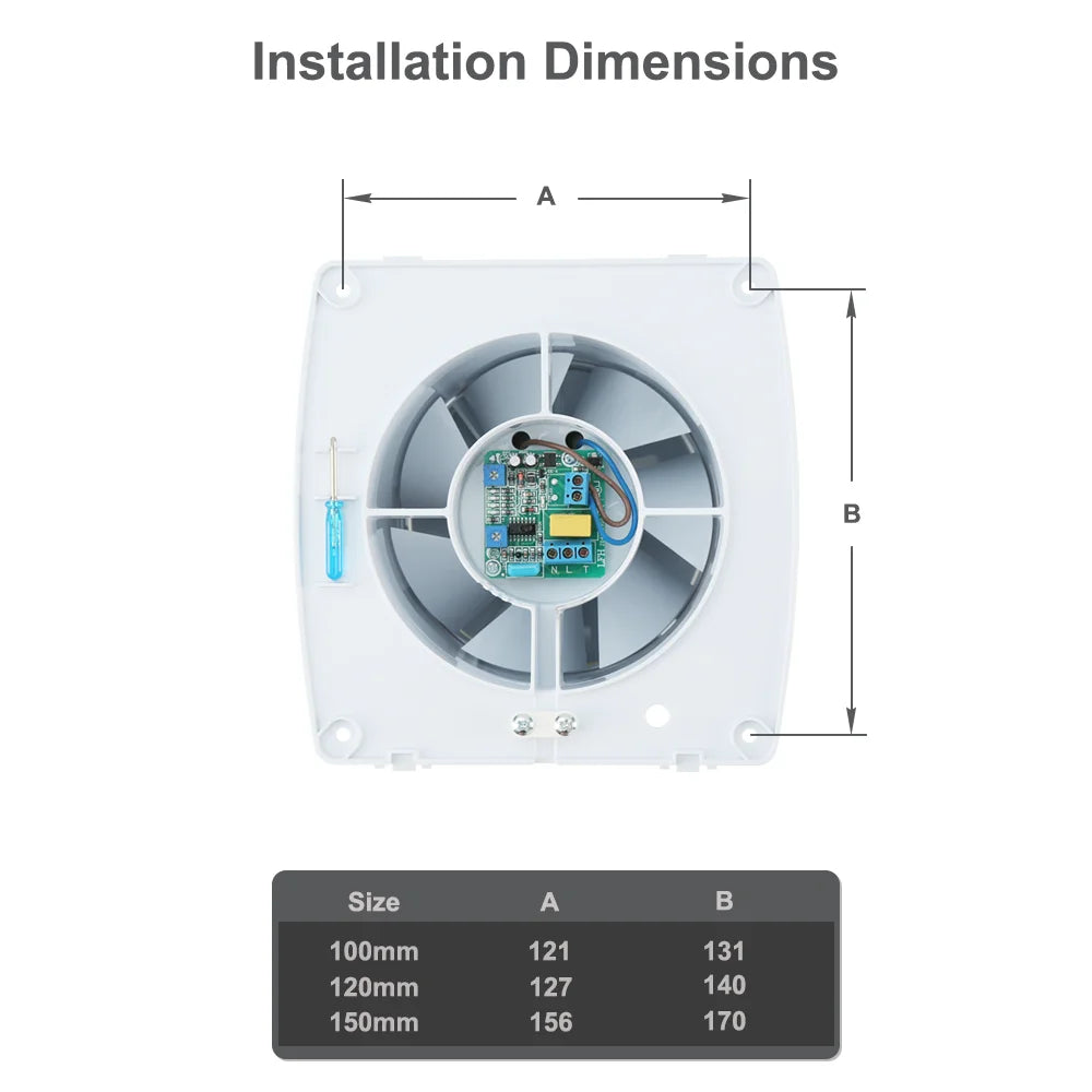 230V 4" 100MM Duct Extractor Fan – Smart Bathroom Exhaust with Timer, Humidistat, and Humidity Sensor for Shower & Toilet