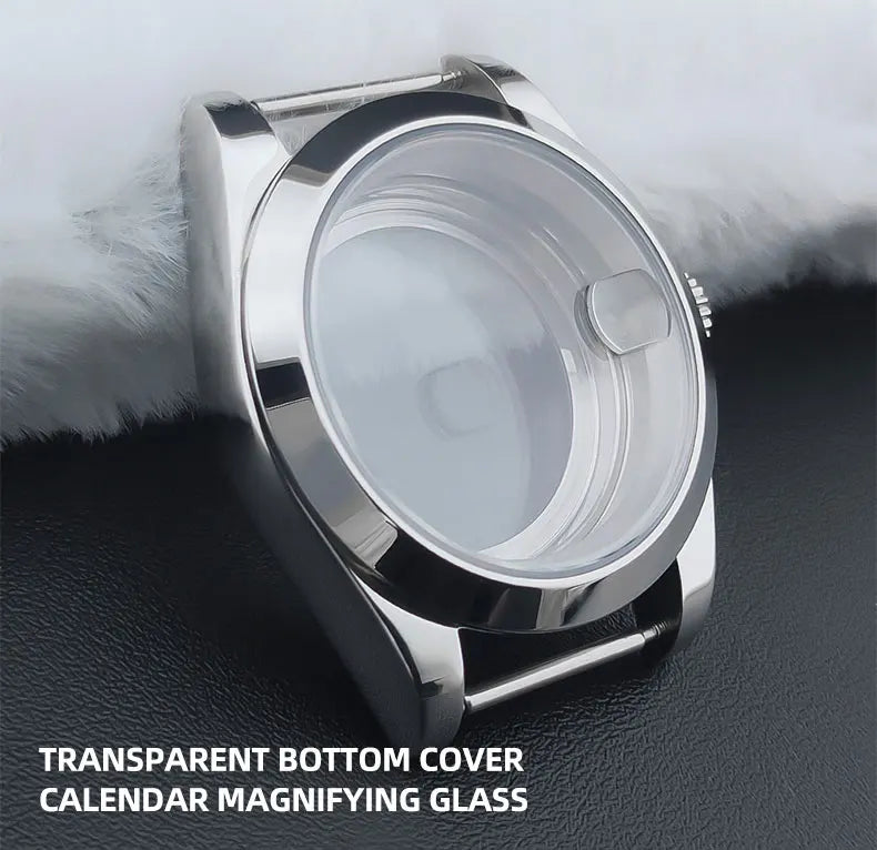 Neiton 36mm/39mm Silver Watch Case - Sapphire, Bevel Edge, 316L Stainless Steel for NH35, NH36, NH34 Movements