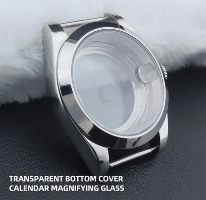 Neiton 36mm/39mm Silver Watch Case - Sapphire, Bevel Edge, 316L Stainless Steel for NH35, NH36, NH34 Movements