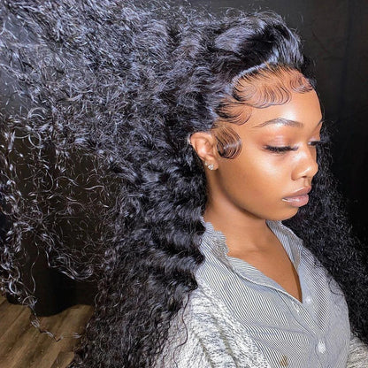 Curly HD Lace Front Wig – 100% Human Hair 13x6 Lace Frontal Deep Wave & Water Wave Wig, Affordable Wigs for Women