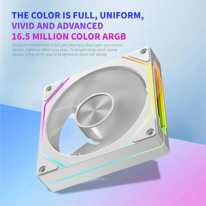 LDPCSJ Prism 5 Pro 120mm ARGB RGB Case Fans – 4PIN PWM 5V 3PIN PC Cooling Kit for CPU Water Cooler Gaming PC Ventilation System