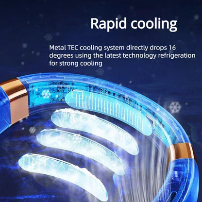 Portable Neck Fan - Hands Free Bladeless Personal Cooling Fan with LED, 4 Cooling Plates & 4000mAh Rechargeable Battery