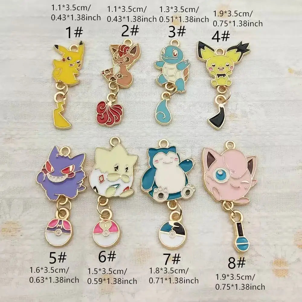 10-Piece Cartoon Anime Jewelry Charms - Gold-Plated Alloy Enamel Pendants for DIY Necklaces, Bracelets, and Earrings