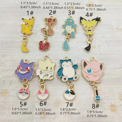 10-Piece Cartoon Anime Jewelry Charms - Gold-Plated Alloy Enamel Pendants for DIY Necklaces, Bracelets, and Earrings
