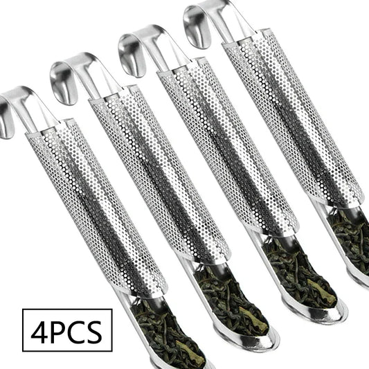 New Tea Strainer – Stainless Steel Infuser Pipe Design with Holder, Tea Spoon, and Filter for Perfect Brew