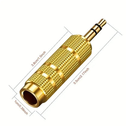 2 Pack Audio Adapter Set, 6.5mm to 3.5mm and 3.5mm to 6.5mm, 1/4-inch to 1/8-inch and 1/8-inch to 1/4-inch, Suitable for Headphones