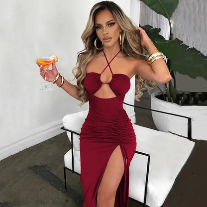 Women's Sleeveless Bodycon Midi Dress – Sexy Backless Night Club Party Slim Fit Elegant Dress