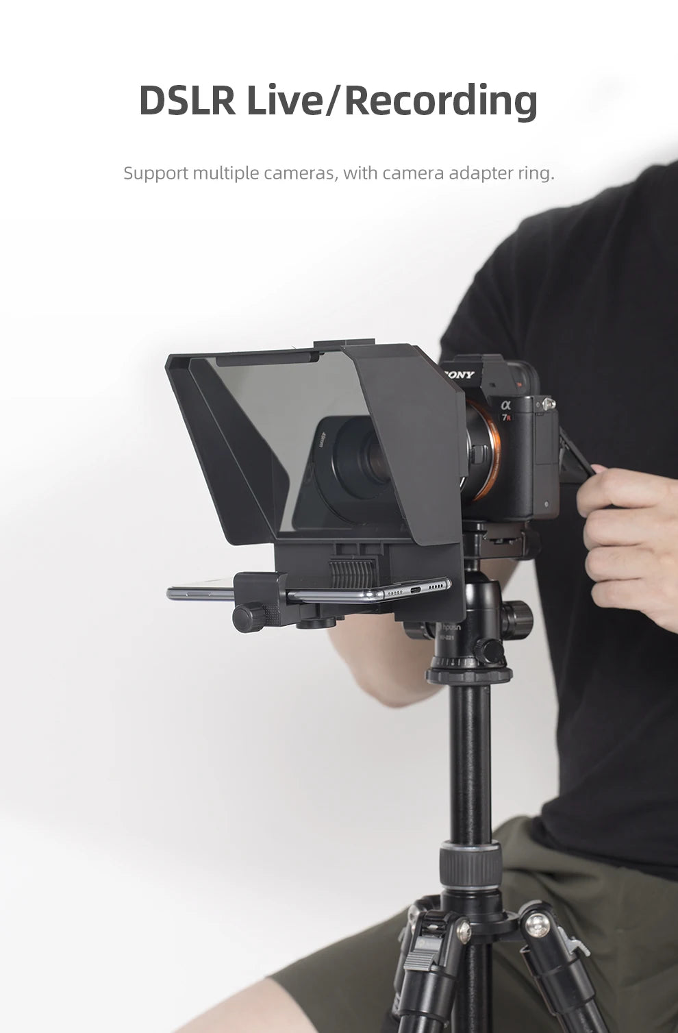 Ambitful Mini Teleprompter – Portable Phone & DSLR Recording Inscriber with Remote Control for Video