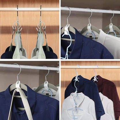 Space-Saving Mini Clothes Hanger Connectors - Set of 5~50 Plastic Wardrobe Coat Hooks for Closet Organization
