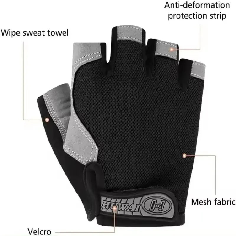 Breathable Fingerless Cycling Gloves - Anti-Slip Half-Finger Fitness, Gym & Fishing Gloves for Men & Women
