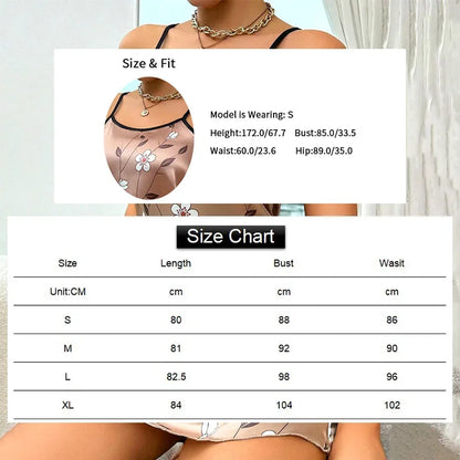 2026 Women’s Satin Sleepdress – Floral Print Spaghetti Strap Nightwear, Luxurious Comfortable Satin Nightdress