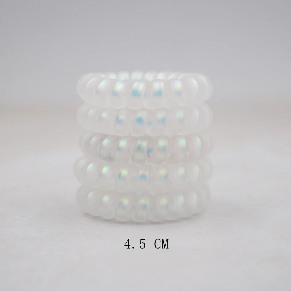 5Pcs Matte Spiral Hair Bands - Fashion Telephone Wire Elastic Hair Ties Stretchable Cord Rubber Bands for Women & Girls