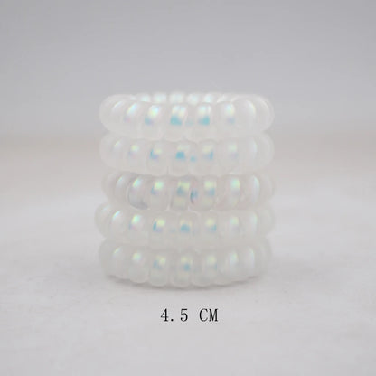 5Pcs Matte Spiral Hair Bands - Fashion Telephone Wire Elastic Hair Ties Stretchable Cord Rubber Bands for Women & Girls