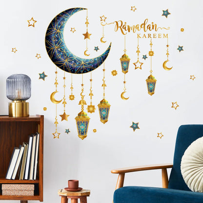 Eid Mubarak 2024 - Ramadan Kareem Window Stickers for Home Decoration, Eid Al-Fitr Muslim Party Supplies