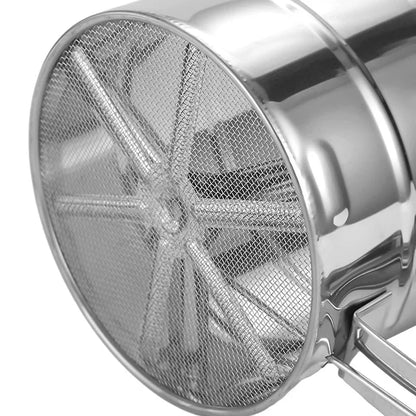 Stainless Steel Flour Sifter with Hand Press – Fine Mesh Baking Sieve for Powdered Sugar & Flour