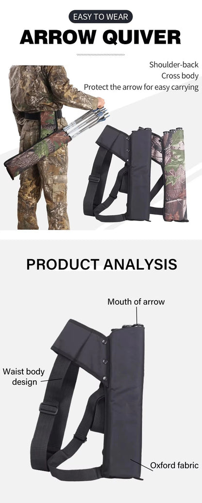 Archery 3-Tube Hip Quiver with Adjustable Belt – Arrow Carry Bag for Hunting & Target Shooting