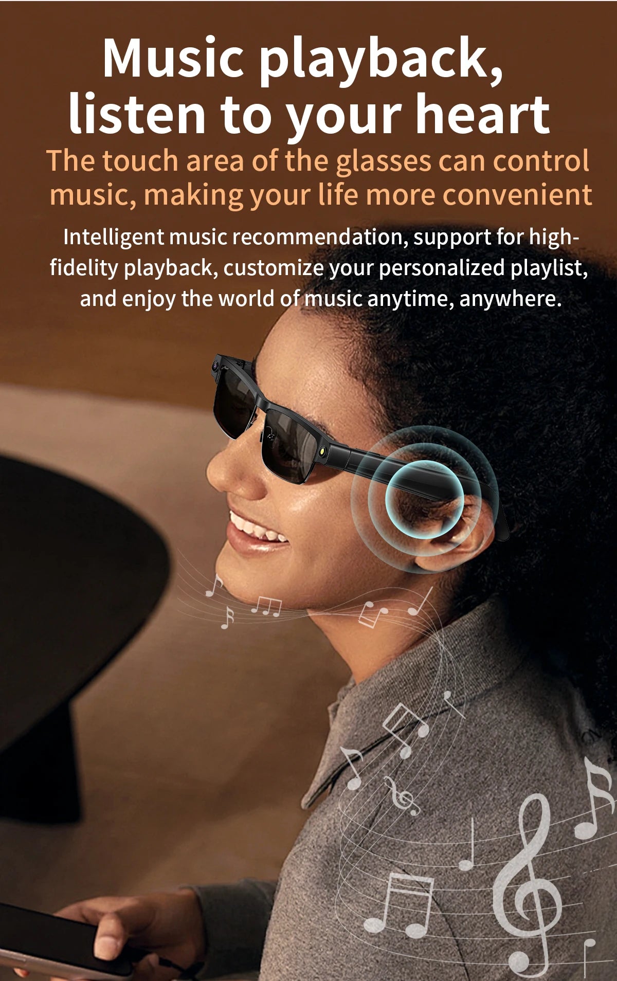 AI Smart Camera Glasses — 8MP with Bluetooth for Calls & Music, Object Recognition, and AI Translation