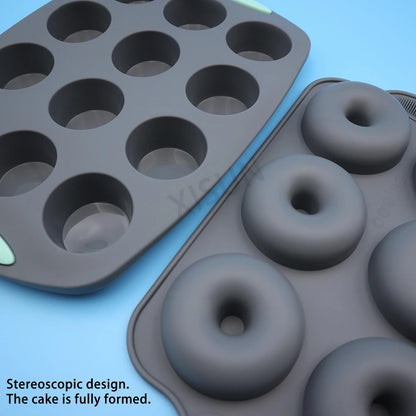 Heat Resistant Silicone Bakeware Set - Loaf, Bread, Muffin, Donut, and Cake Baking Tray Oven Pan Set