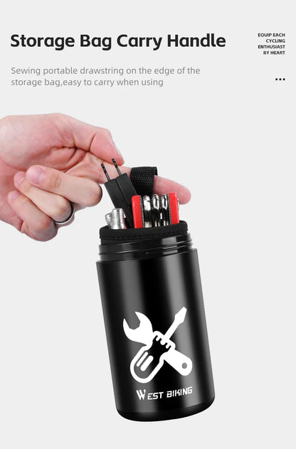 WEST BIKING Bicycle Repair Tool Capsule – Portable Waterproof Toolkit with Bottle Cage for MTB & Road Bikes