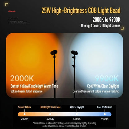 Sidande Z25 MAX 25W Bi-Color COB Gobo Projector Light - 2000K–9900K Adjustable Spotlight with 2–30mm Aperture & Focusable Lens