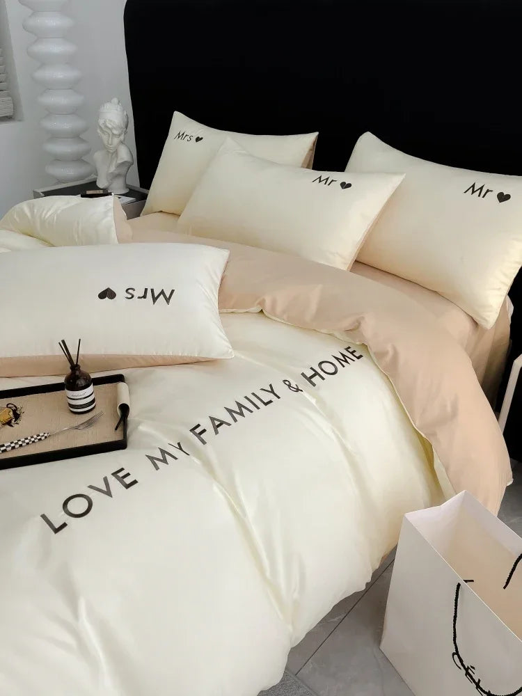 Nordic Luxury Egyptian Cotton Bedding Set - King, Queen, Double, Twin Size with Sheet, Duvet Cover & Pillowcases