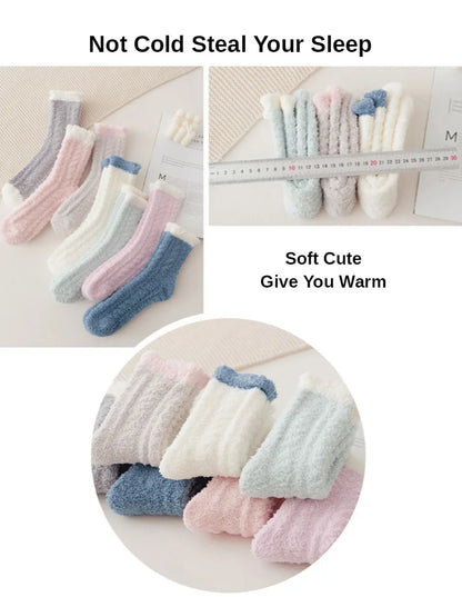 4 Pairs Women's Winter Fuzzy Socks – Thick Thermal Soft & Fluffy Slipper Socks for Home & Sleeping