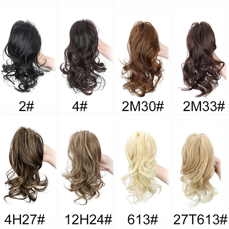 Synthetic 12-Inch Curly Claw Clip Ponytail – Short Ponytail Extensions for Women, Black Brown Blonde Hairpiece