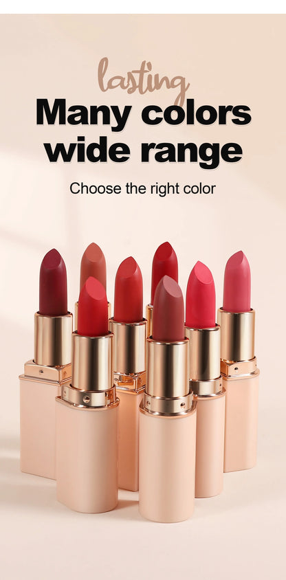 Deep Red Matte Lipstick – 8 Colors, Waterproof, Non-Stick Cup, Velvet Lip Balm, Dark Red Lipsticks for Easy Application