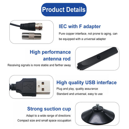 HD Digital TV Antenna - 50 Miles Amplified Signal Booster VHF/UHF Antenna for 4K & 1080P TVs