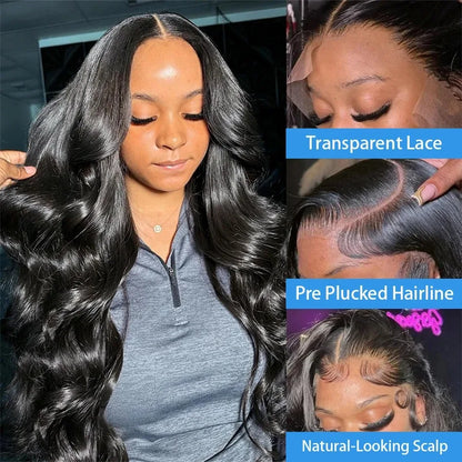 40 Inch Loose Body Wave Lace Front Wig – High-Density 13x6 HD Brazilian Black Human Hair for Women