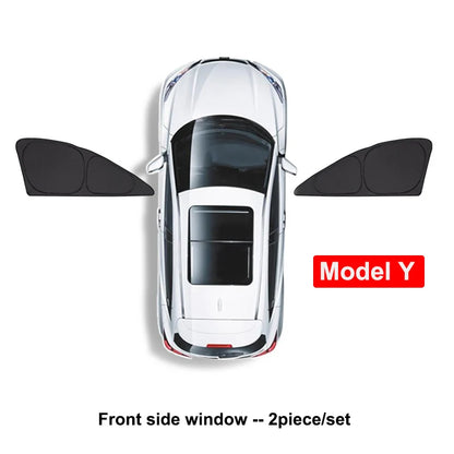 Tesla Model Y 2024 Window Sunshade - Privacy Front & Rear Side Window Shield Cover with UV Protection for Camping & Travel