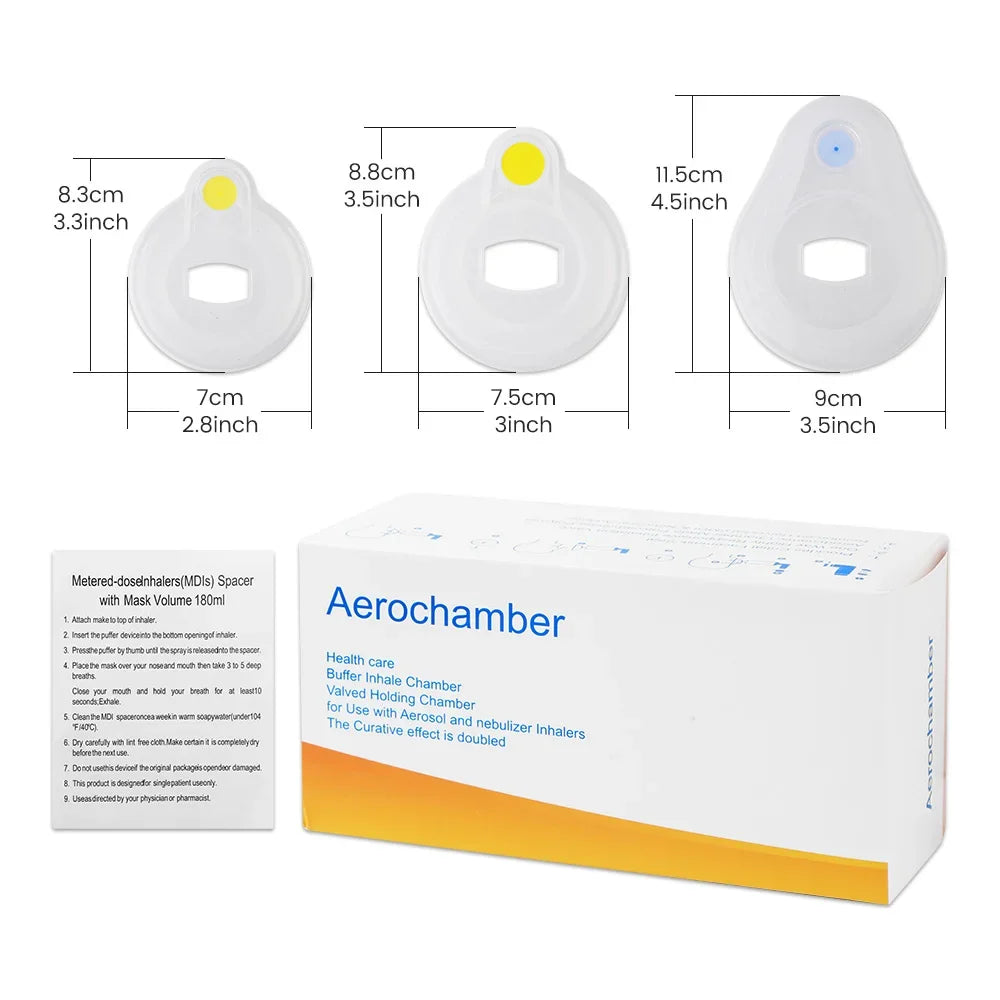 Asthma Inhaler Spacer & Nebulizer — Adult, Child, and Baby Aerosol Compressor with Mist Storage Bottle, Mask, and Tank Cup