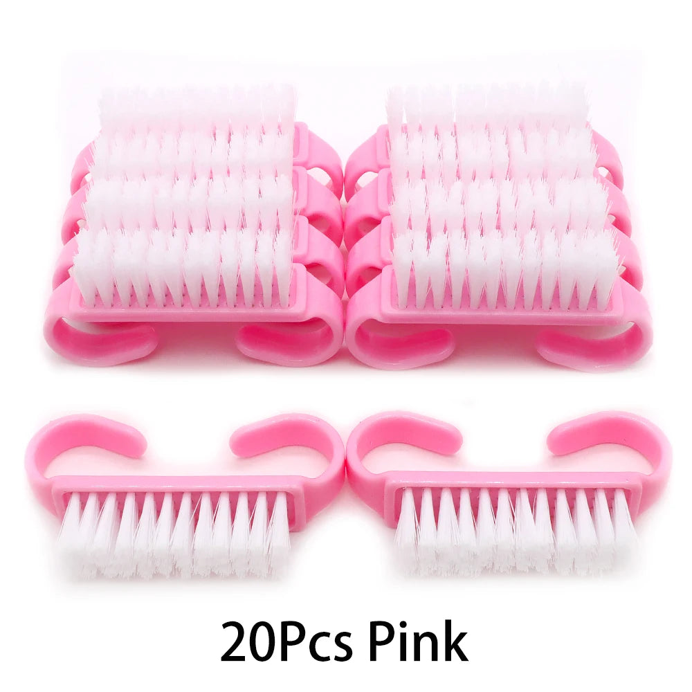 10/20/50/100pcs Nail Cleaning Brush Set - Handle Grip Fingernail Scrubber Tools for Men & Women Manicure Care