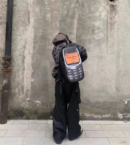 2025 Vintage Telephone Bag – Y2K Aesthetic High-Capacity Streetwear Backpack for Women & Men