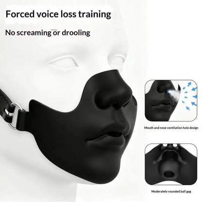 Black Resin Half Face Mask - Adjustable Buckle Strap Realistic Human Face Design for Halloween Cosplay & Costume Parties