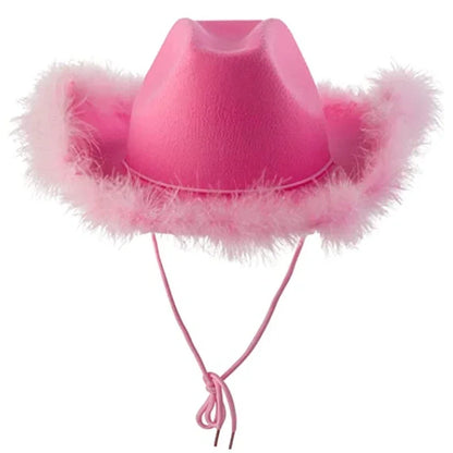 Burlap Cowboy Hat – Pink Western Hat for Birthday Girls, Weddings & Bachelorette Party Dress Accessories