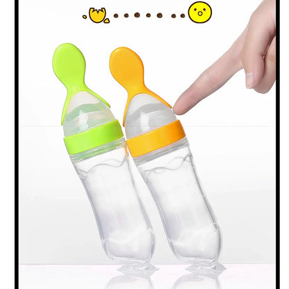 Silicone Squeezing Feeding Bottle: Newborn Baby Training Rice Cereal Food Spoon - Safe Supplement Feeder, Useful Tableware for Kids