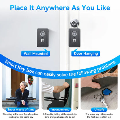 Camluxy Smart Key Box with Fingerprint & Digital Code Lock - Secure Storage with IC Card & Combination Unlock
