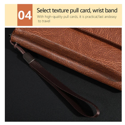 Men's PU Leather Zipper Wallet – Large Capacity Clutch Bag with Phone Holder, Card Slots & Coin Pocket
